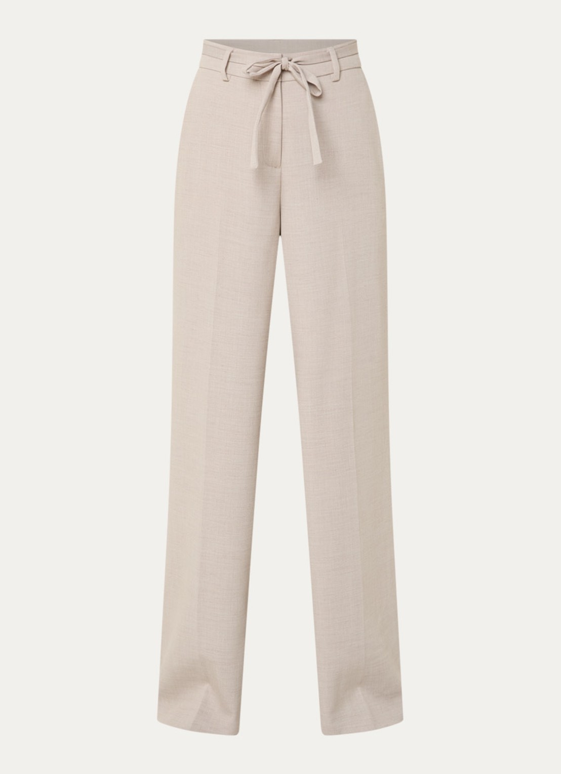 MSCH Copenhagen MSCHMarcell high waist straight fit pantalon met strikceintuur - voorkant taupe