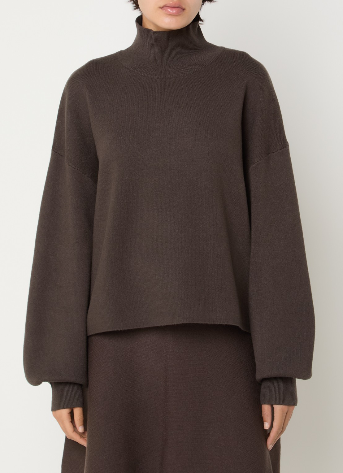 MSCH Copenhagen MSCHMercy fijngebreide pullover met opstaande kraag - detail 2 bruin