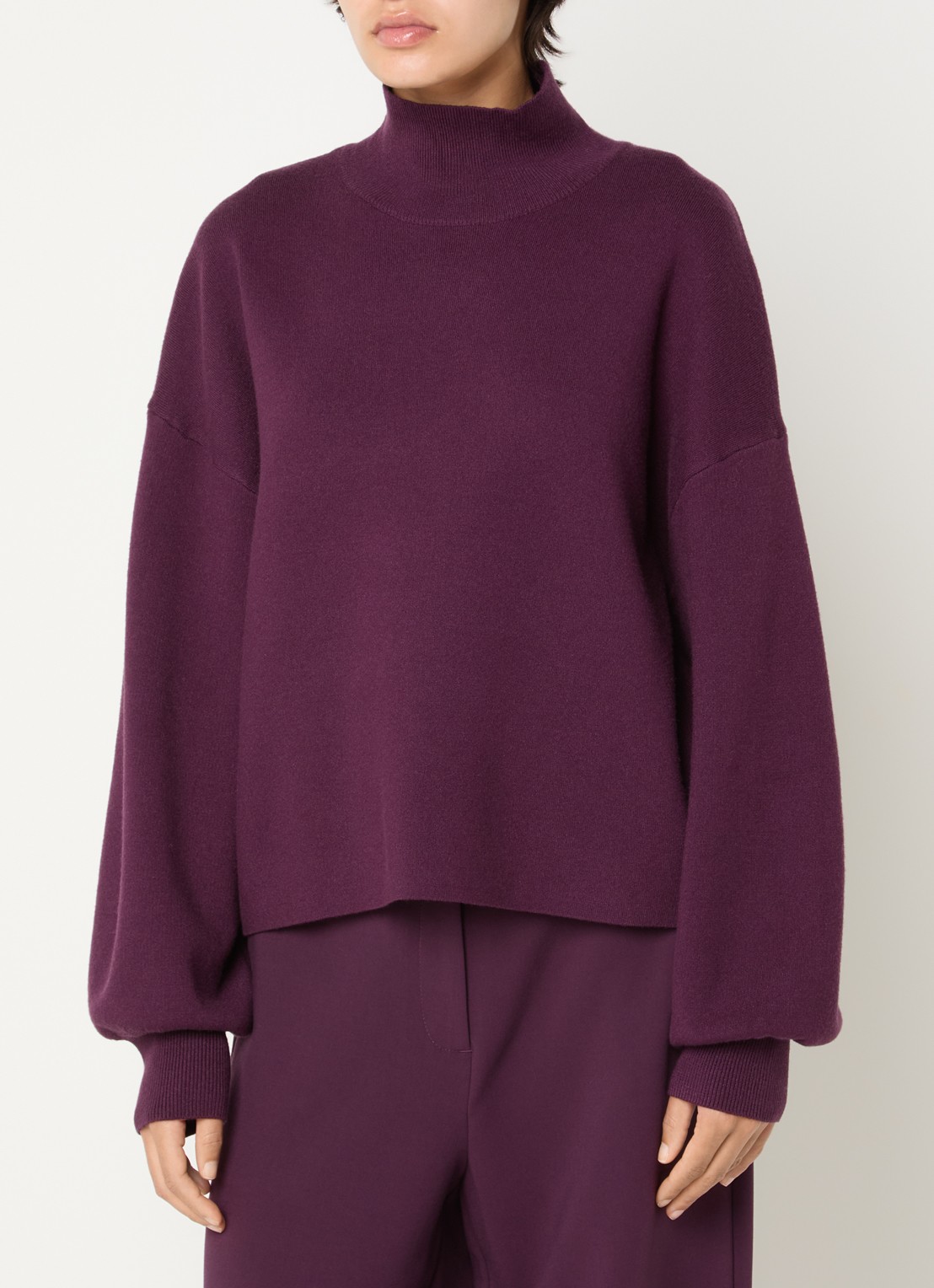 MSCH Copenhagen MSCHMercy fijngebreide pullover met opstaande kraag - detail paars