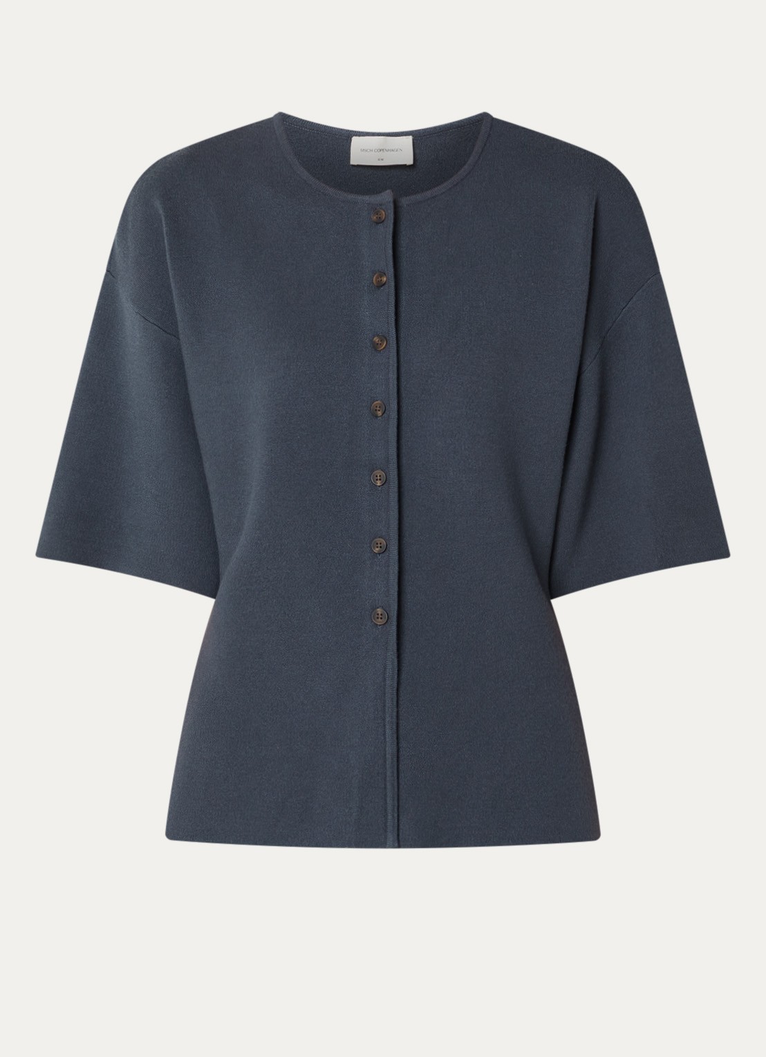 MSCH Copenhagen MSCHMirielle fijngebreid vest met trompetmouw - voorkant 3 indigo