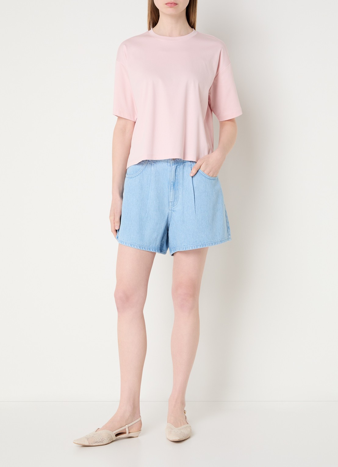 MSCH Copenhagen MSCHMoa T-shirt met split - voorkant 2 lichtroze