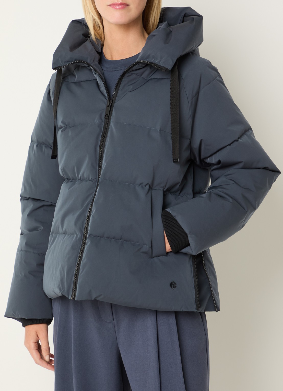 MSCH Copenhagen MSCHPavinaria puffer jack met steekzakken en capuchon - detail 4 staalblauw