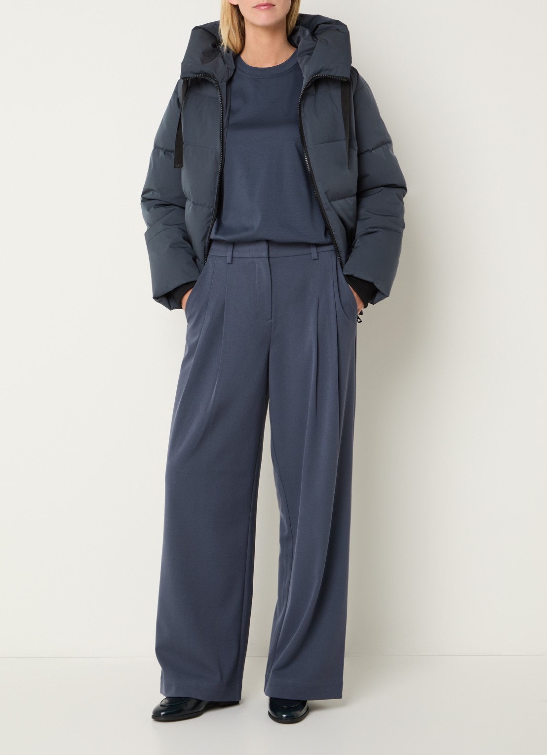 MSCH Copenhagen MSCHPavinaria puffer jack met steekzakken en capuchon - voorkant 2 staalblauw