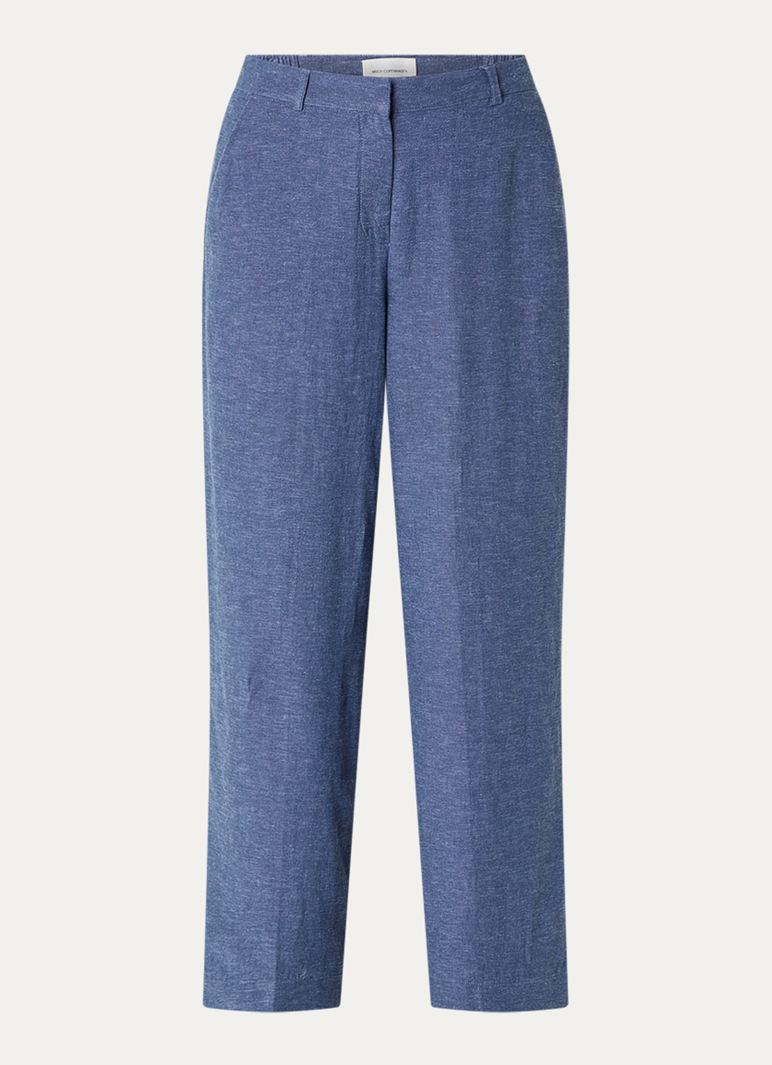 MSCH Copenhagen MSCHPennie high waist wide fit pantalon in linnenblend met steekzakken - voorkant blauw