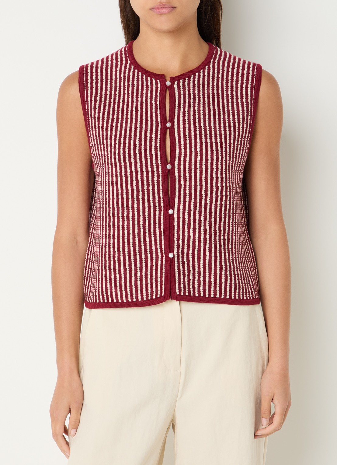 MSCH Copenhagen MSCHPriscilla grofgebreide gilet met streepprint - detail 2 multicolor