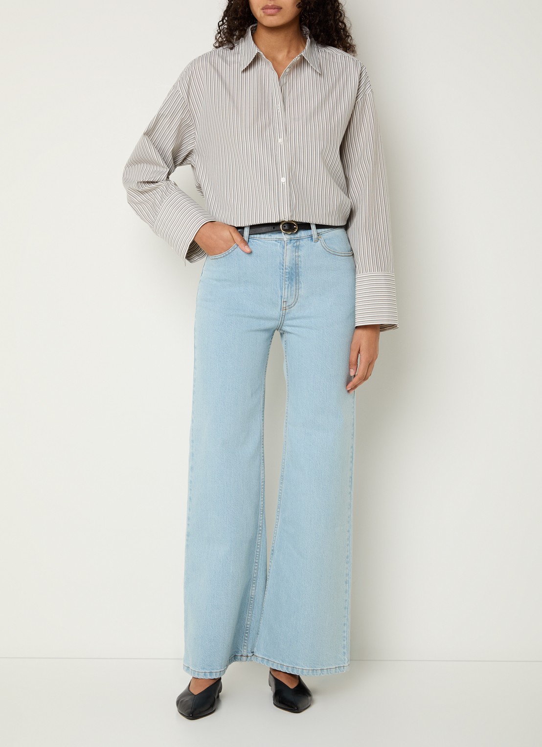 MSCH Copenhagen MSCHRabea blouse met streepprint - voorkant 3 gebroken wit