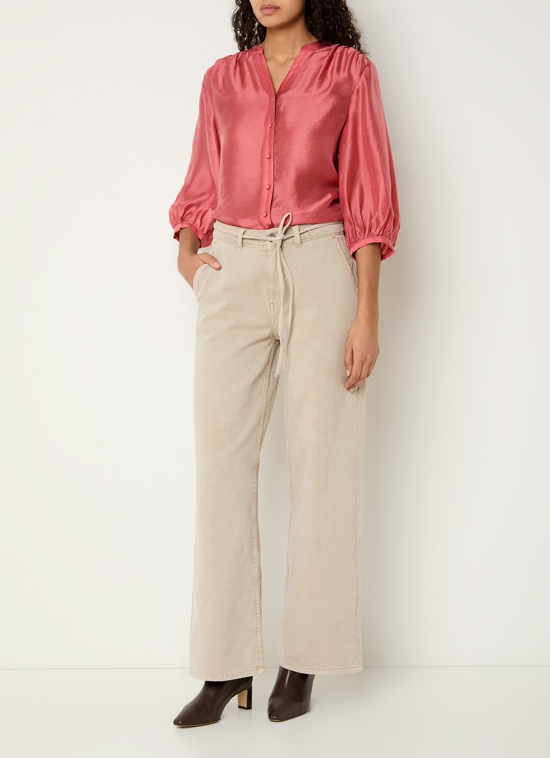MSCH Copenhagen MSCHRamona blouse met ballonmouwen - voorkant 3 roze