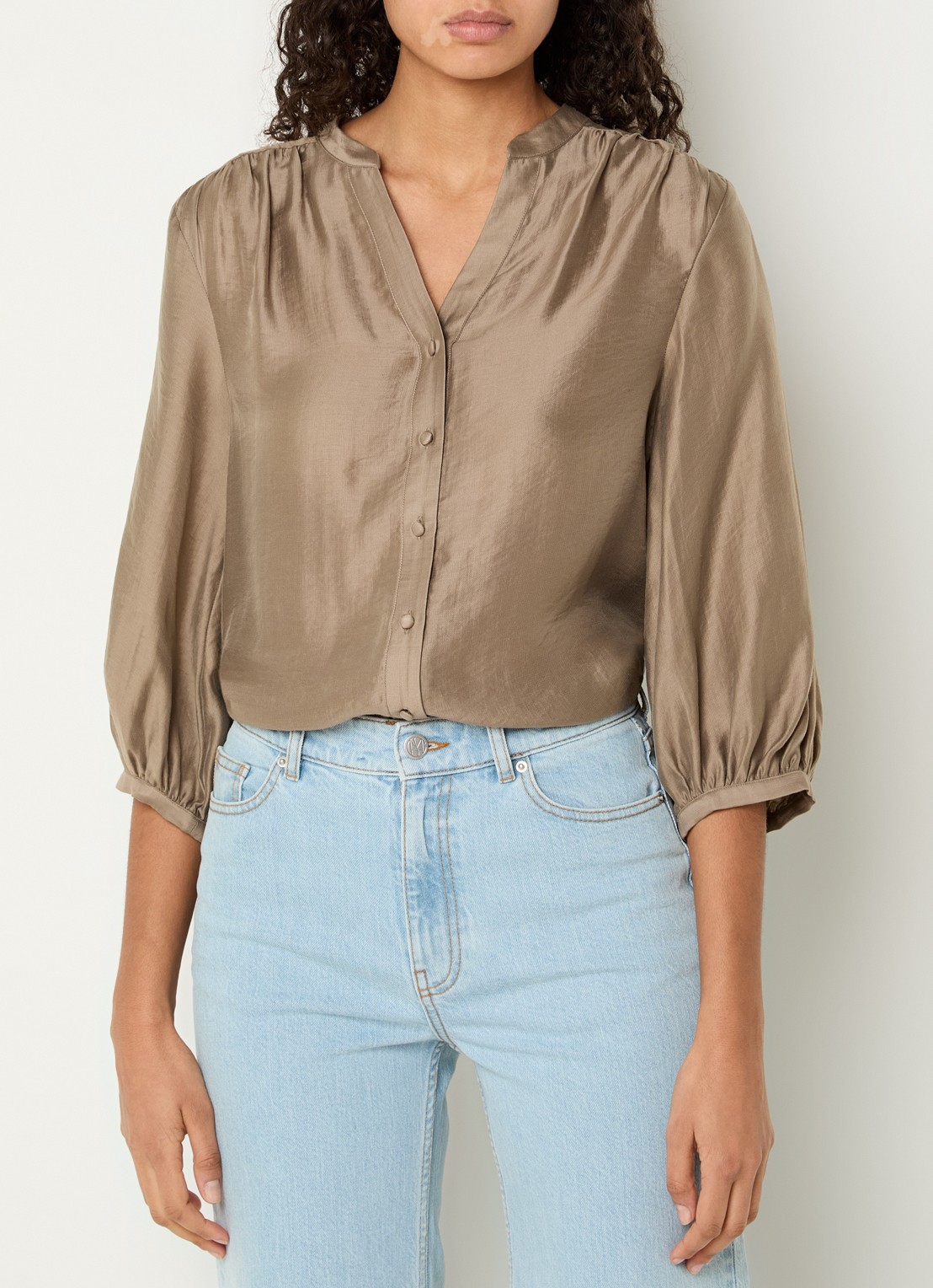 MSCH Copenhagen MSCHRamona blouse met plooidetail - detail 4 zand