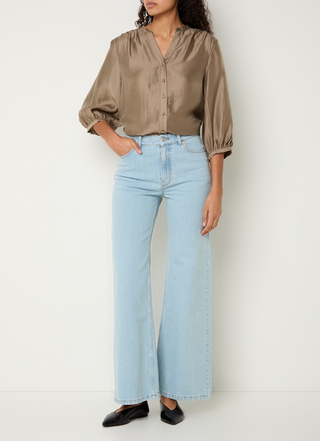 MSCH Copenhagen MSCHRamona blouse met plooidetail - voorkant 3 zand
