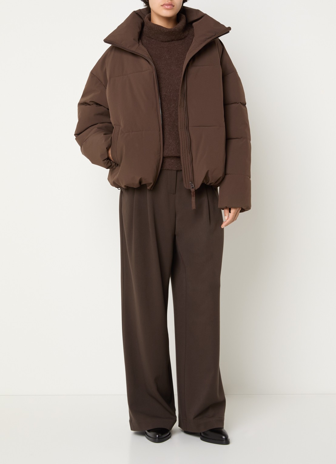 MSCH Copenhagen MSCHRefron puffer jack met steekzakken - voorkant 3 bruin
