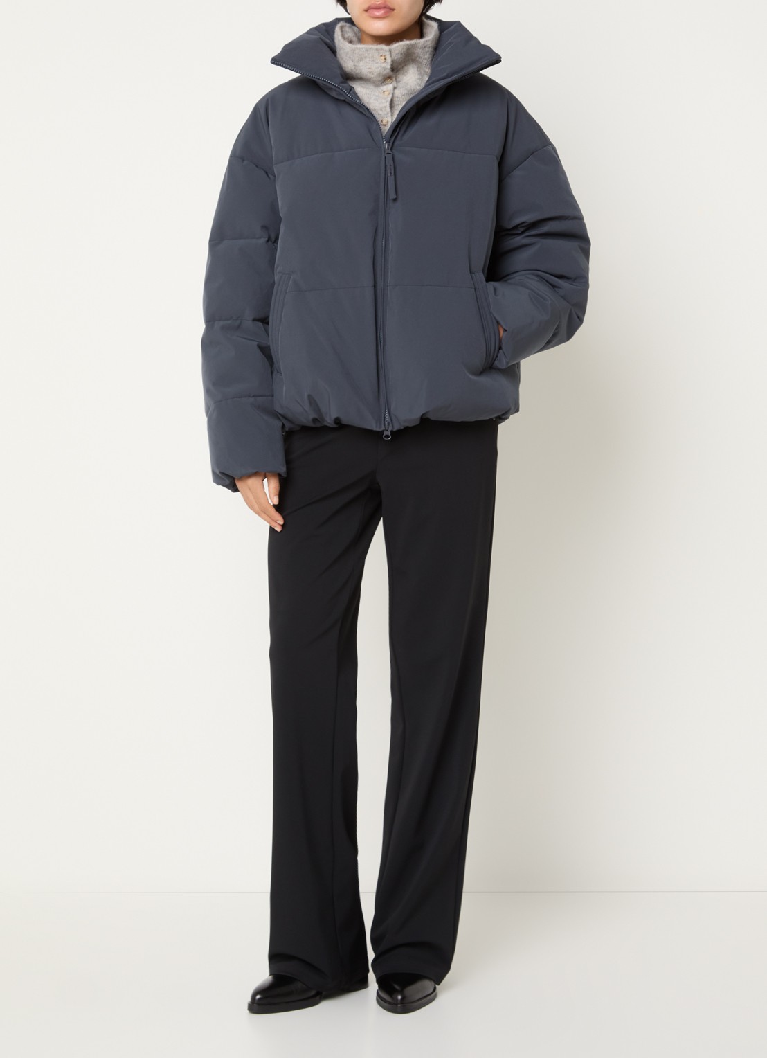 MSCH Copenhagen MSCHRefron puffer jack met steekzakken - voorkant 4 staalblauw