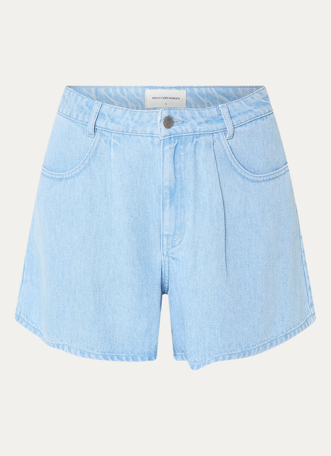 MSCH Copenhagen MSCHSaphina high waist straight fit korte broek van chambray - voorkant 2 indigo