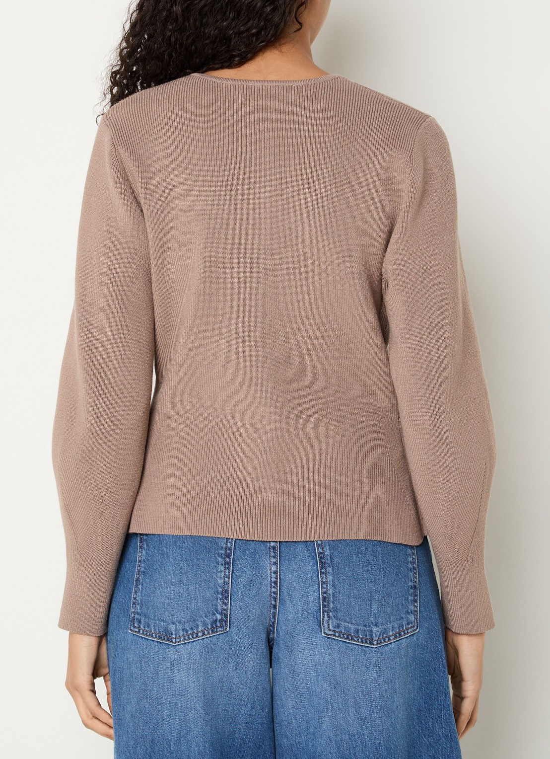 MSCH Copenhagen MSCHShaine fijngebreid vest met ronde hals - achterkant zand