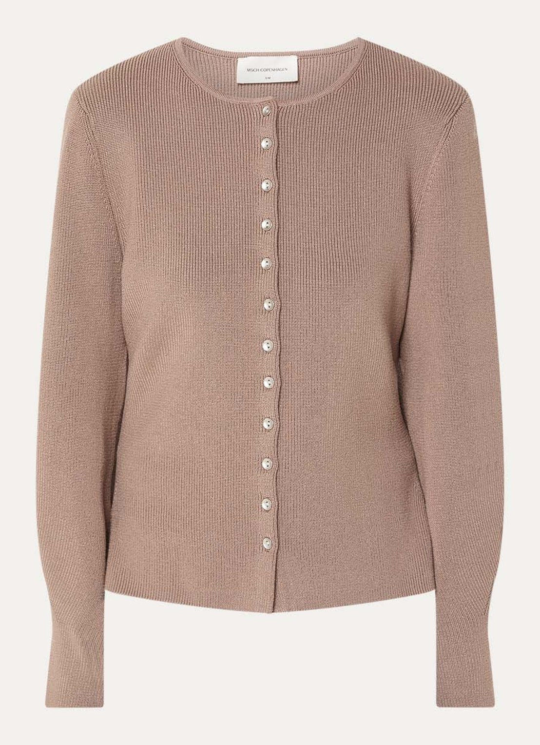 MSCH Copenhagen MSCHShaine fijngebreid vest met ronde hals - voorkant 3 zand