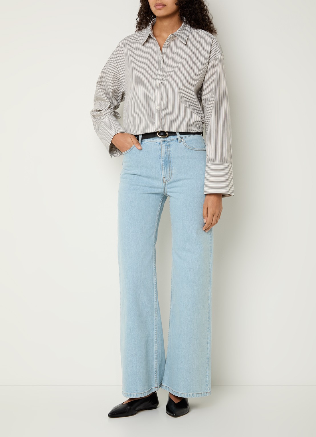 MSCH Copenhagen MSCHSolia high waist flared jeans met lichte wassing - voorkant 3 indigo