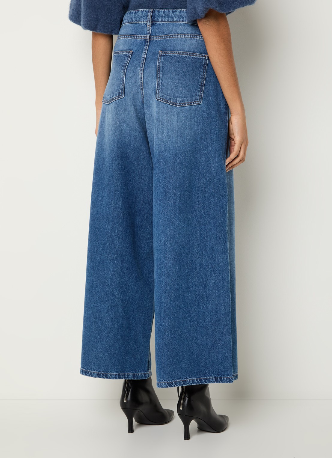 MSCH Copenhagen MSCHTurig high waist wide leg jeans met met medium wassing - achterkant 5 indigo