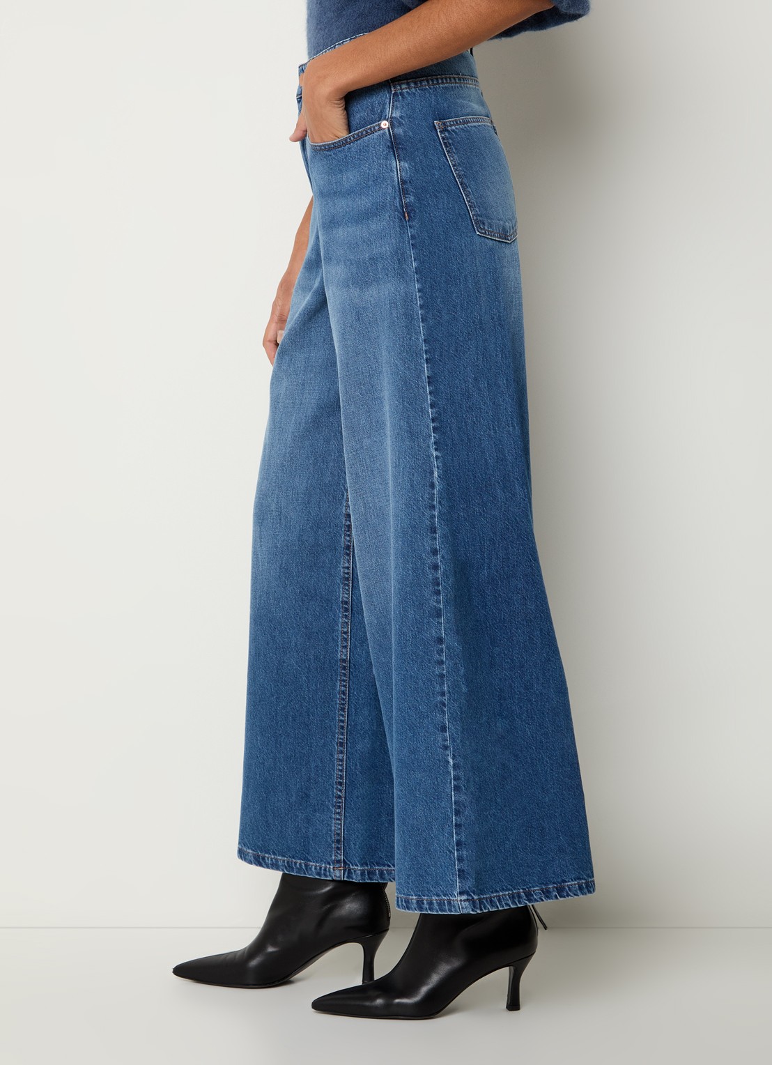 MSCH Copenhagen MSCHTurig high waist wide leg jeans met met medium wassing - detail 4 indigo