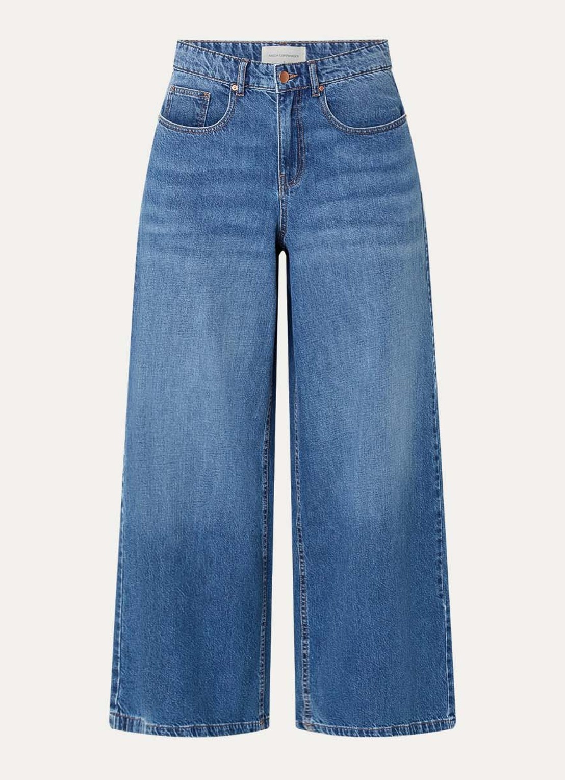 MSCH Copenhagen MSCHTurig high waist wide leg jeans met met medium wassing - voorkant indigo