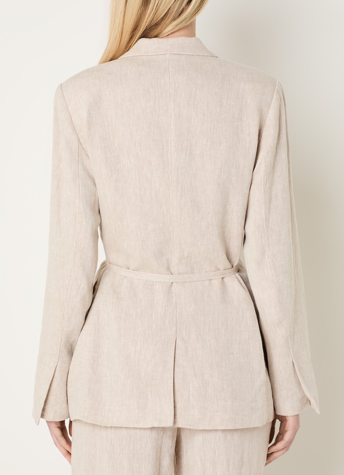 MSCH Copenhagen MSCHViana blazer in linnenblend met klepzakken en strikceintuur - achterkant 3 beige