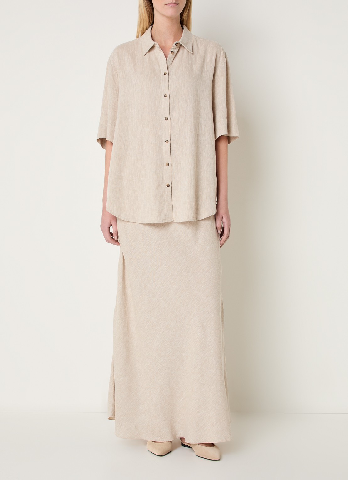 MSCH Copenhagen MSCHViana blouse van linnen - voorkant 4 beige