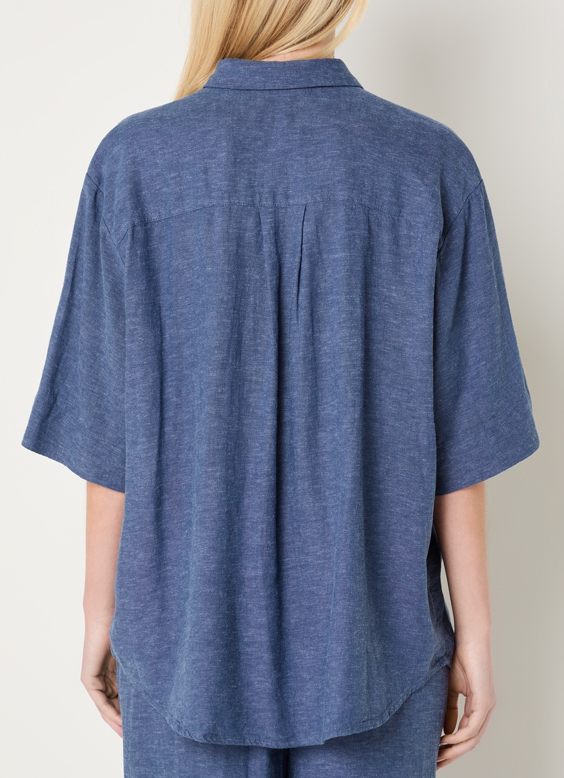 MSCH Copenhagen MSCHViana blouse van linnen - achterkant staalblauw