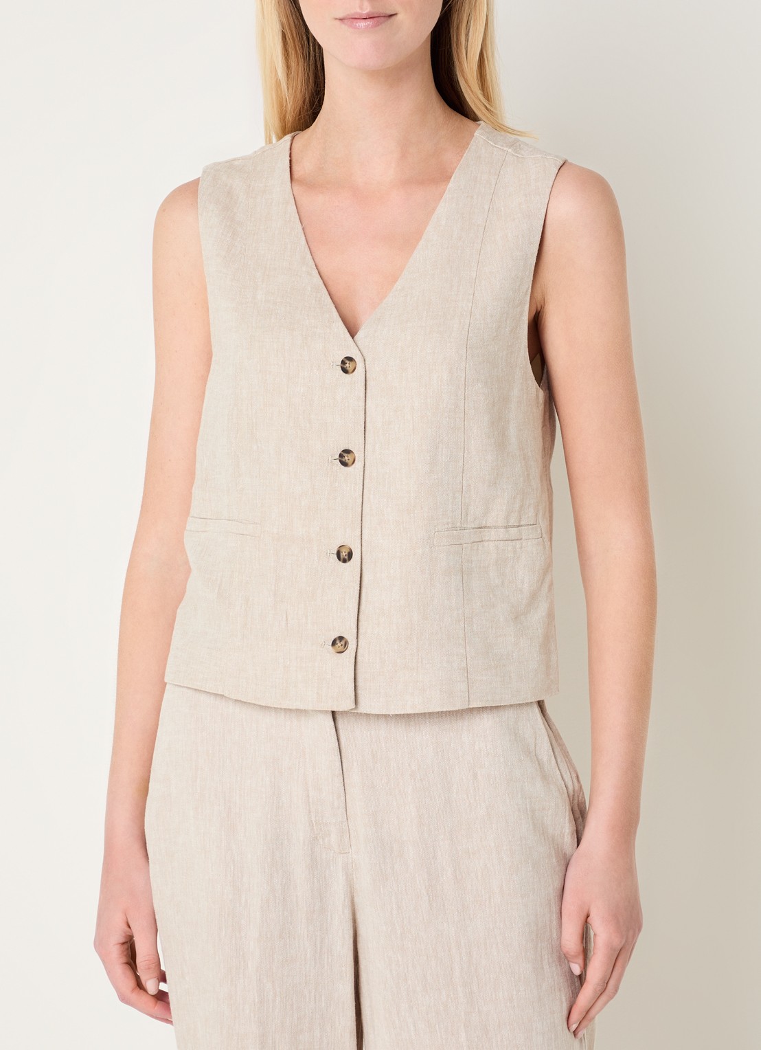 MSCH Copenhagen MSCHViana gilet in linnenblend - detail 2 beige