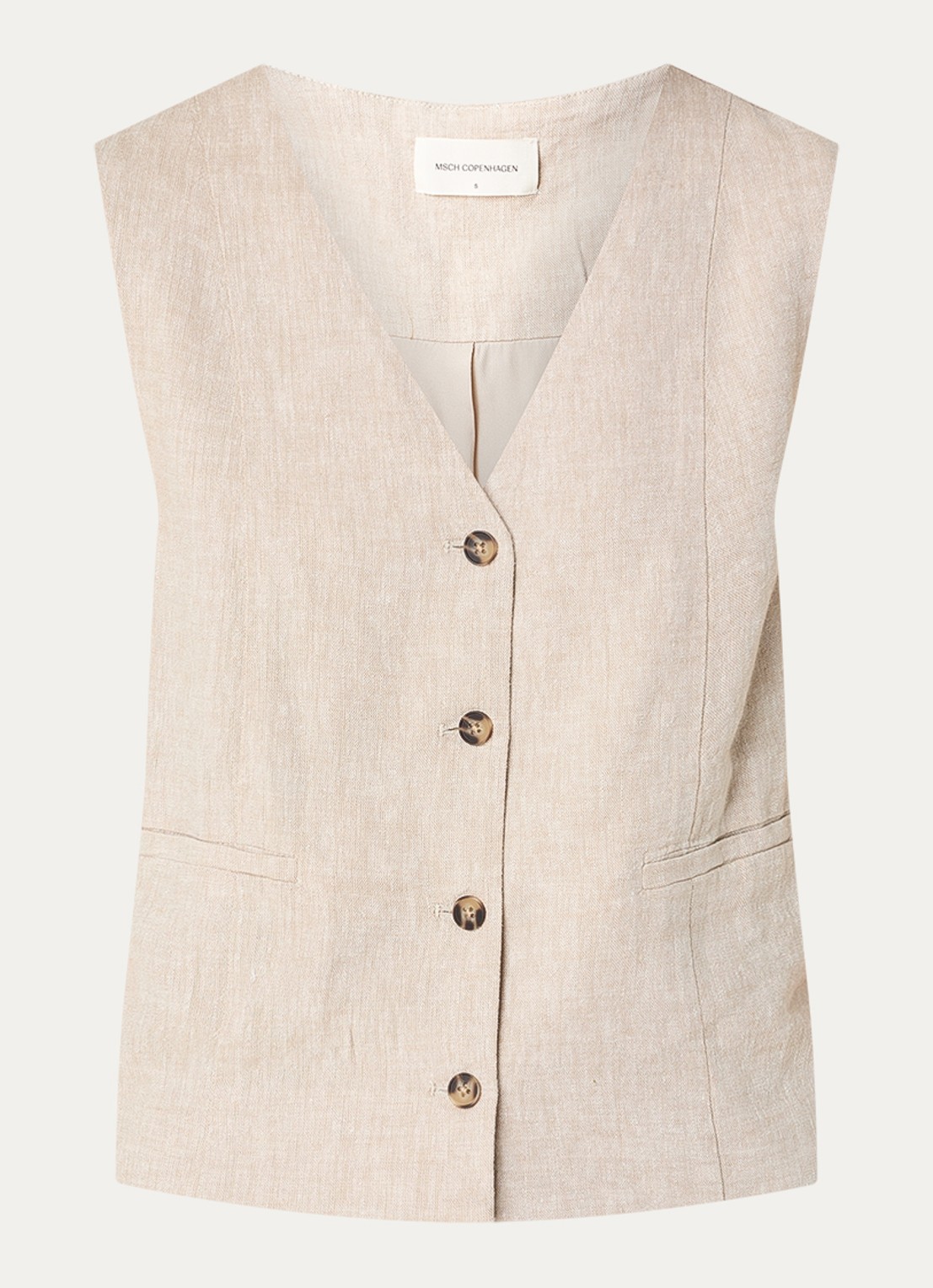 MSCH Copenhagen MSCHViana gilet in linnenblend - voorkant 3 beige