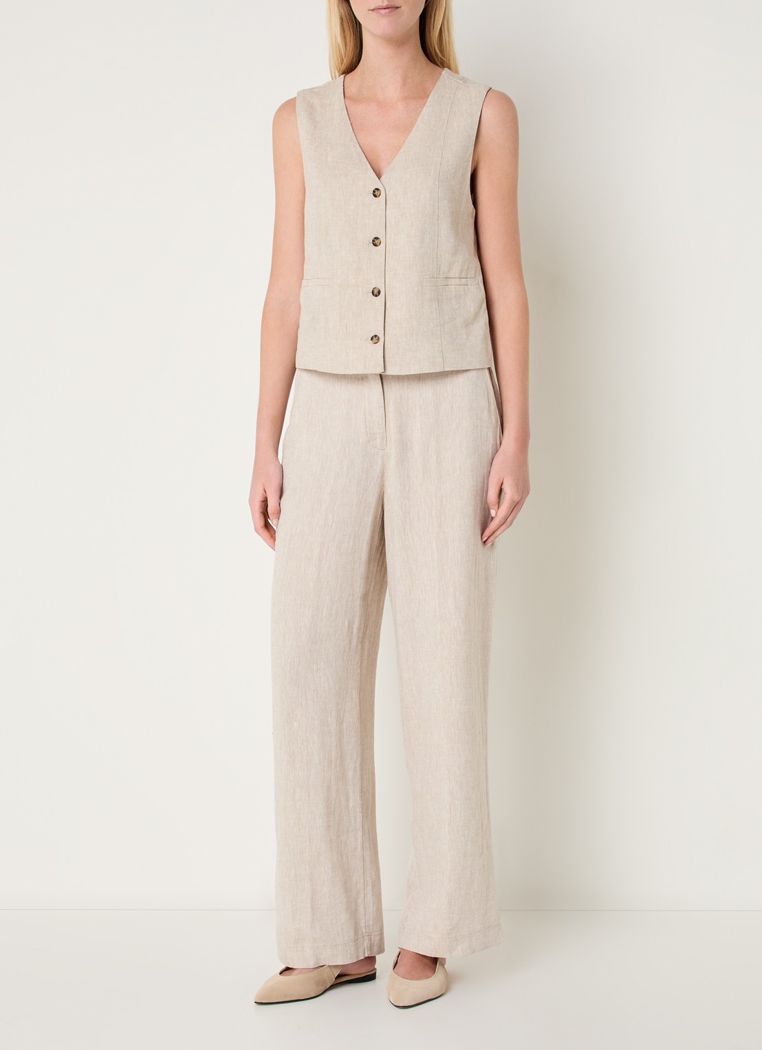 MSCH Copenhagen MSCHViana gilet in linnenblend - voorkant 4 beige