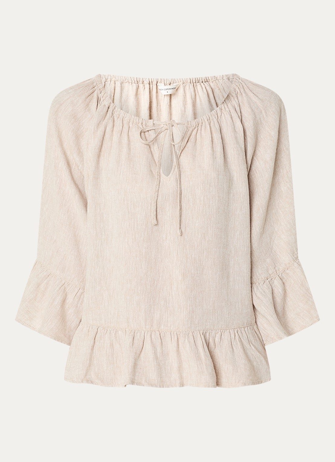MSCH Copenhagen MSCHViana tuniek in linnenblend met strikkraag - voorkant beige