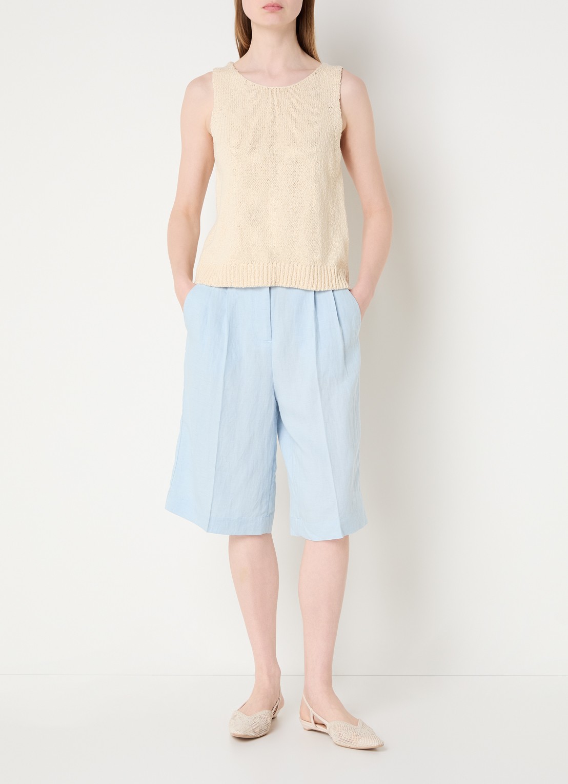MSCH Copenhagen MSCHVivika grofgebreide tanktop - voorkant 2 beige