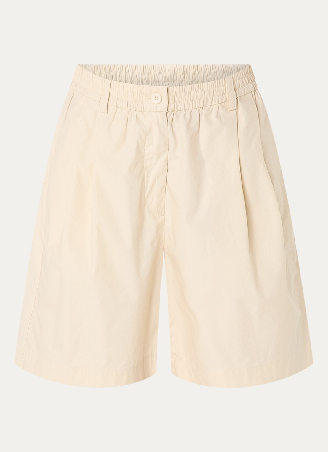 MSCH Copenhagen MSCHWiliane high waist straight fit korte broek - voorkant 2 beige