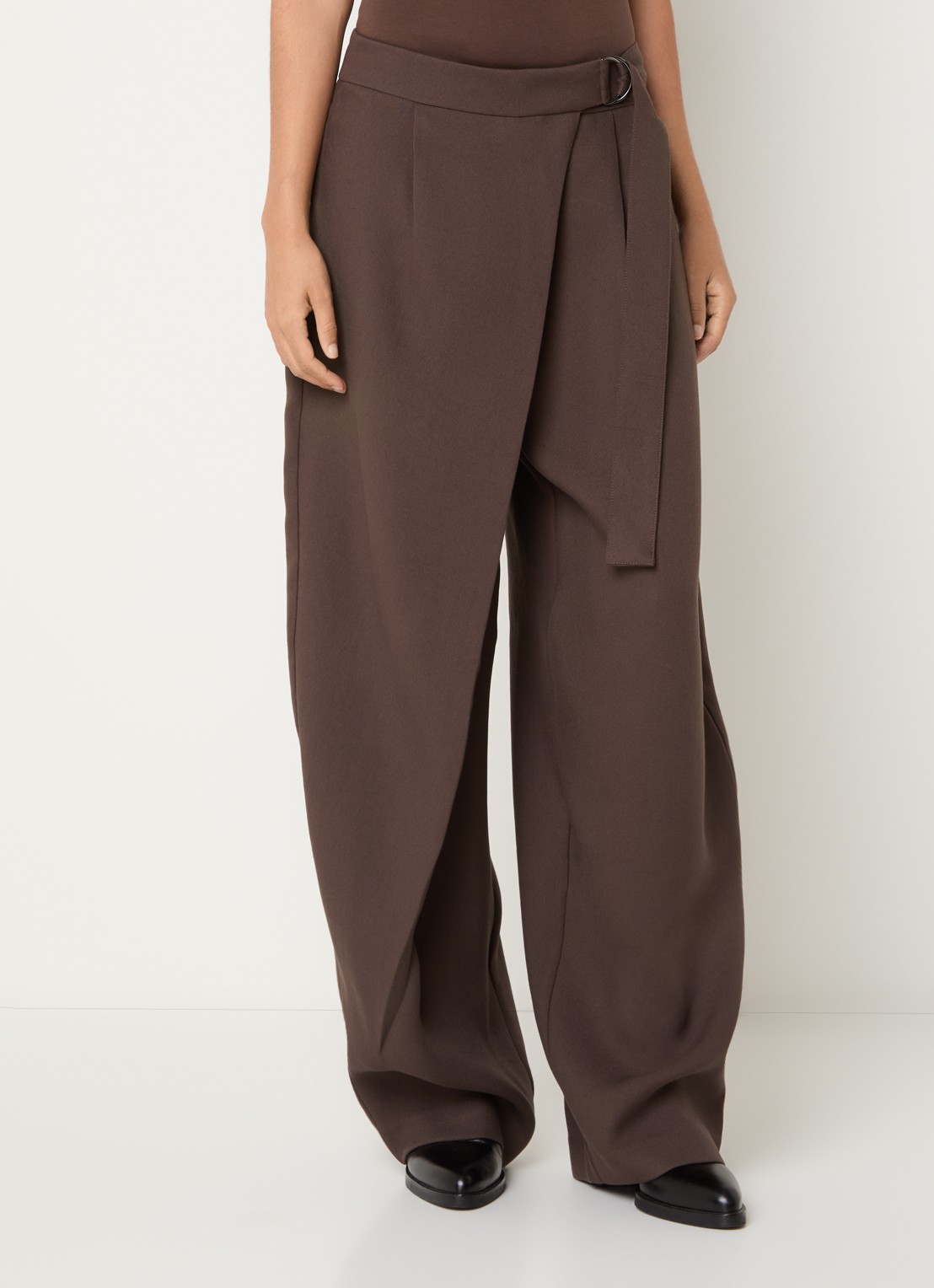 MSCH Copenhagen MSCHZein Esteriane high waist loose fit pantalon met ceintuur - detail bruin