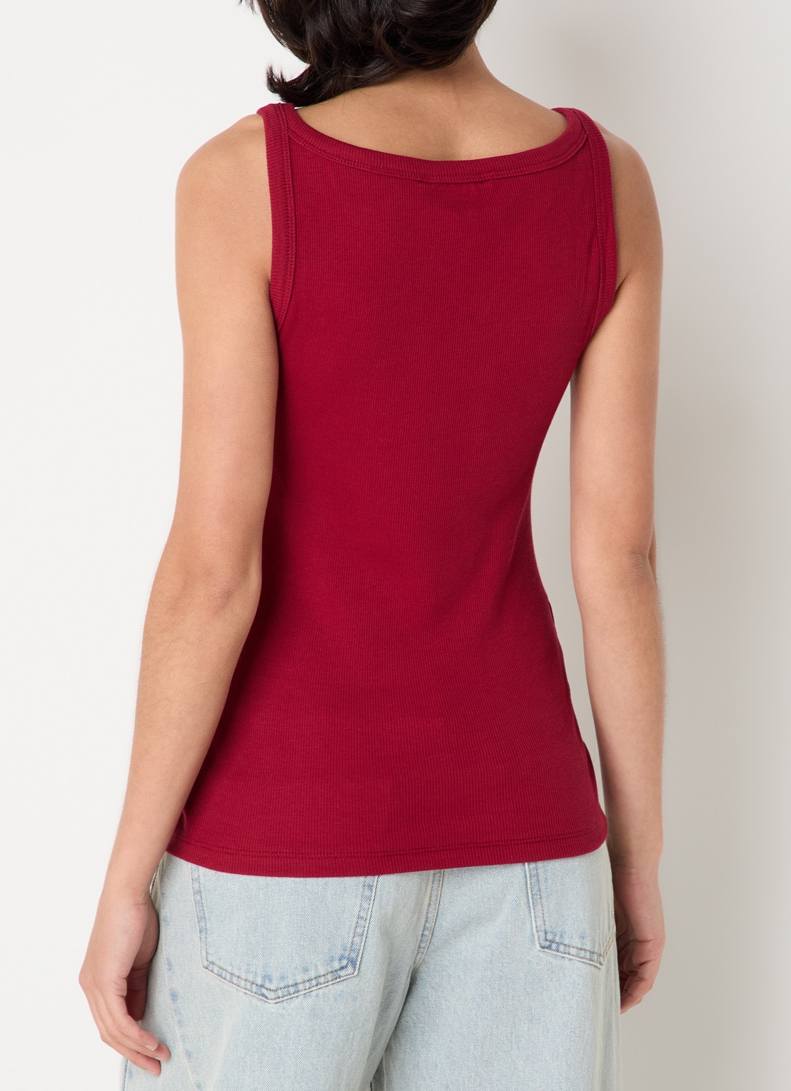 MSCH Copenhagen Rasmia tanktop met ribstructuur  - achterkant 4 bordeauxrood