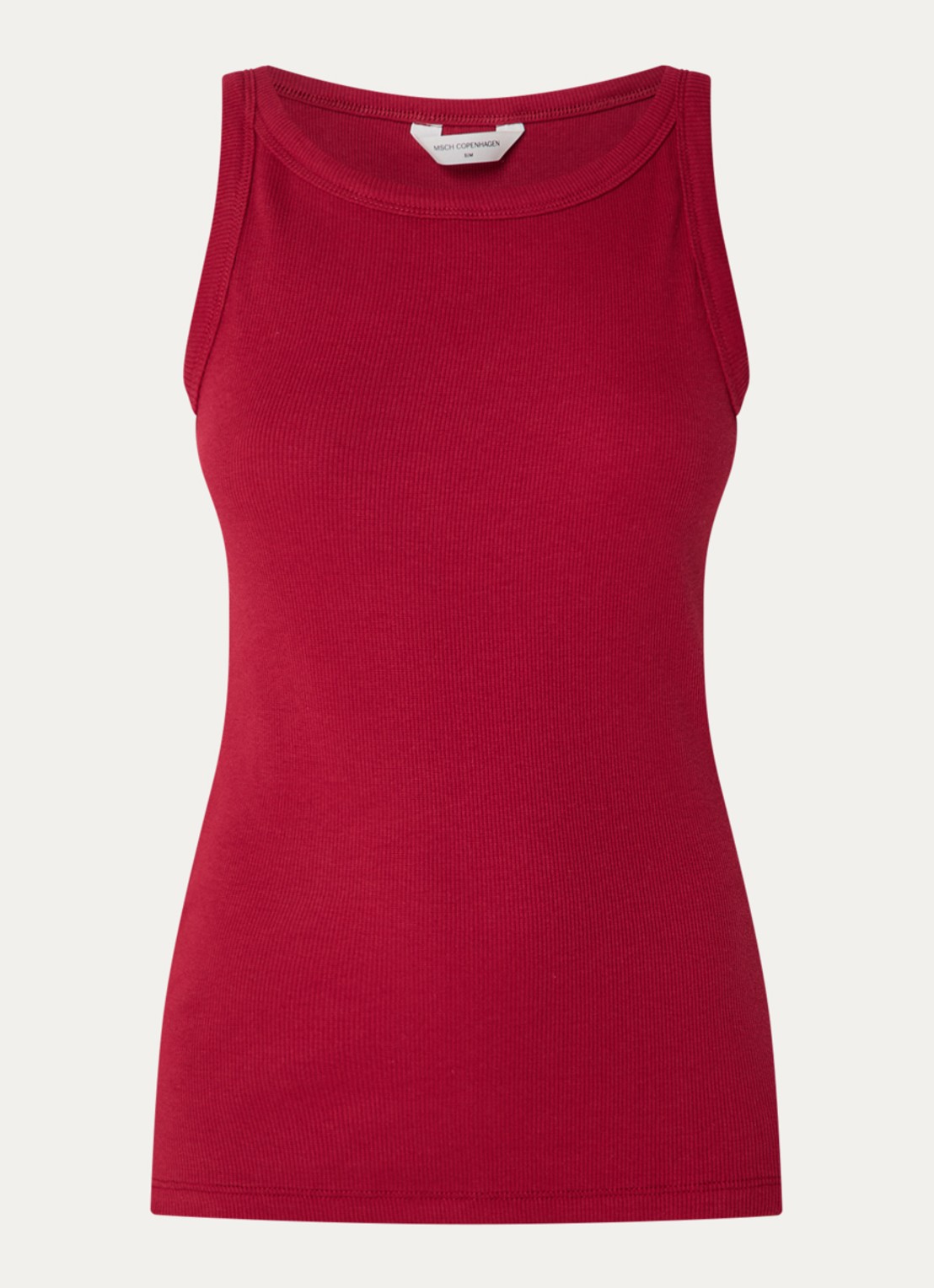MSCH Copenhagen Rasmia tanktop met ribstructuur  - voorkant 2 bordeauxrood