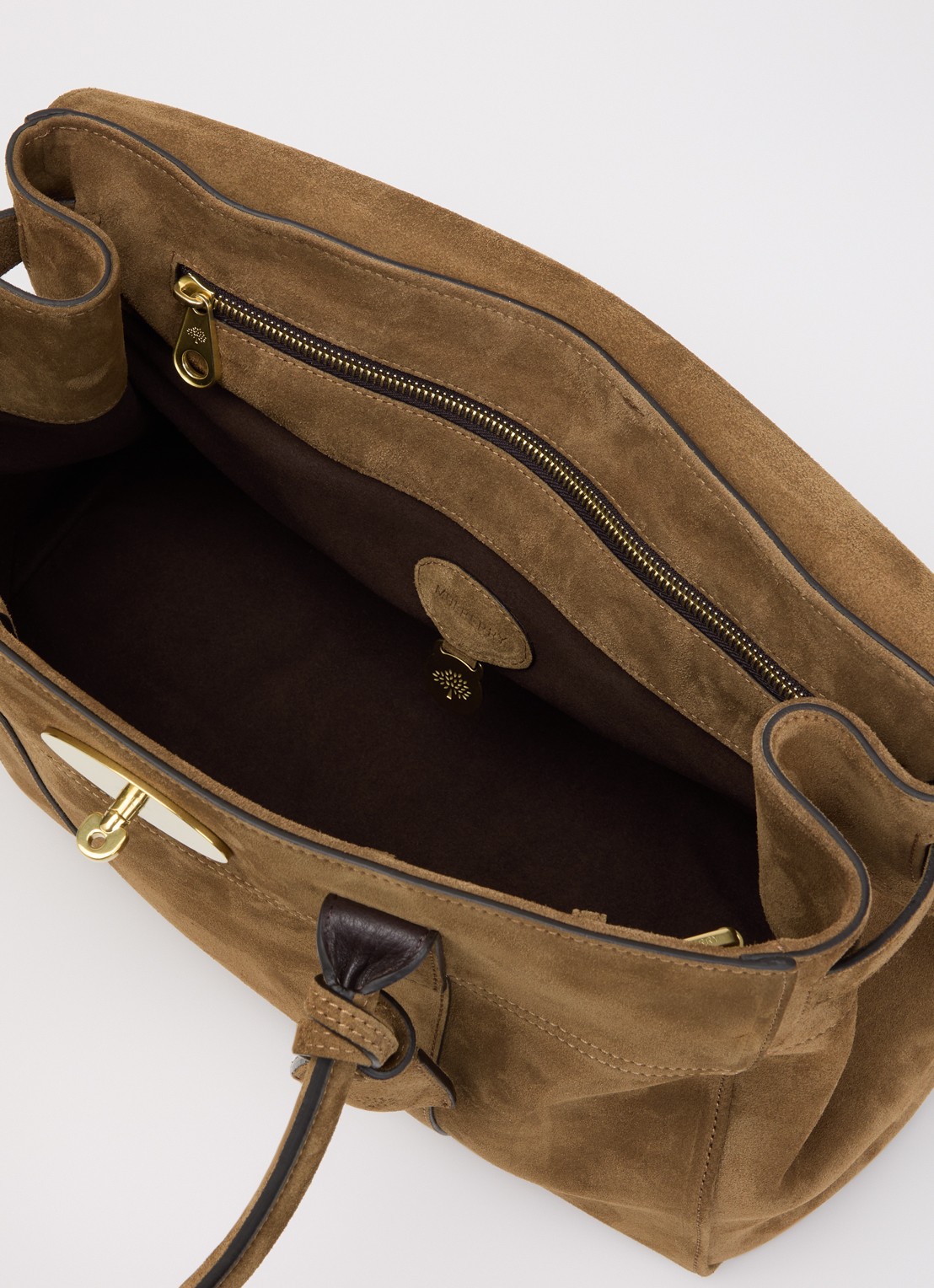 Mulberry Bayswater schoudertas van suède met logo - detail 2 mosgroen