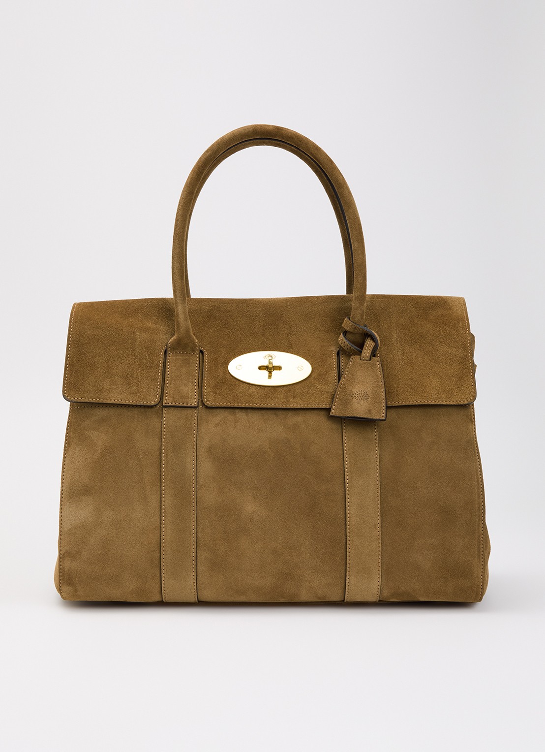 Mulberry Bayswater schoudertas van suède met logo - voorkant 6 mosgroen