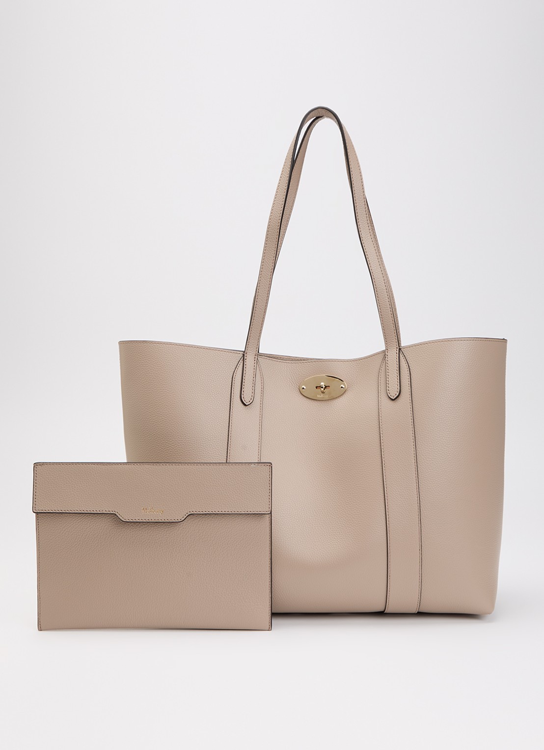 Mulberry Bayswater Small shopper van leer met uitneembaar etui - voorkant 6 donkerbeige