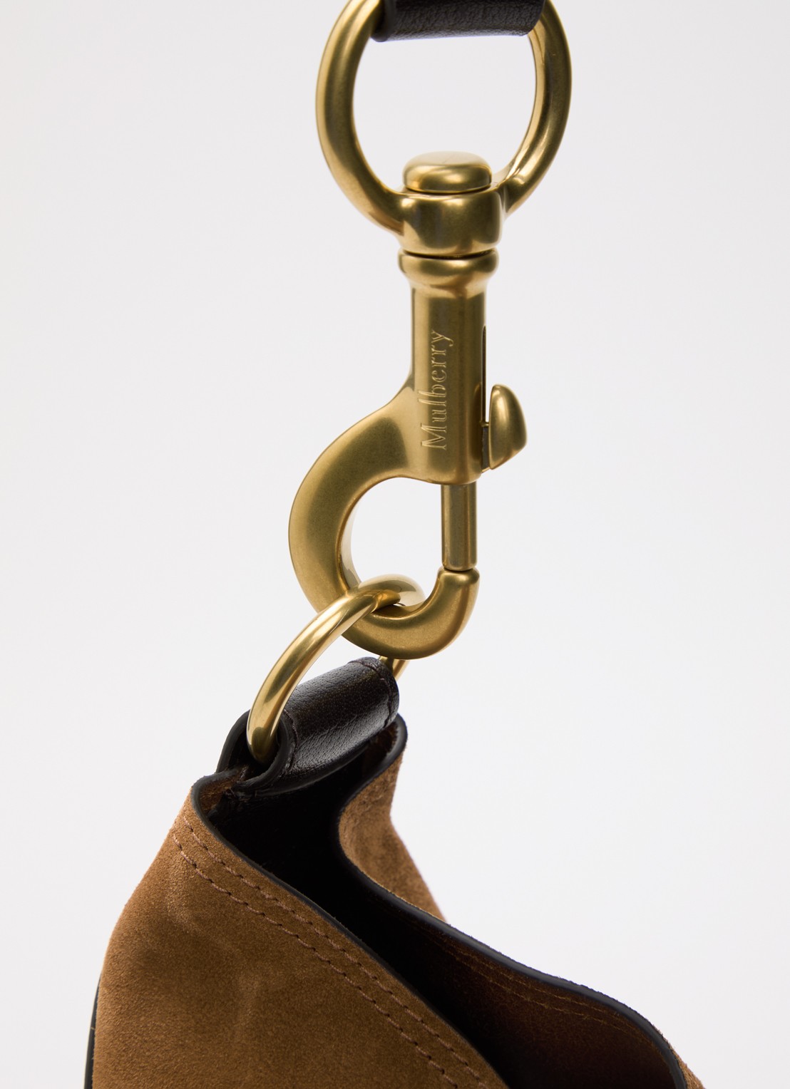 Mulberry Hackney schoudertas van suède met details van leer - detail 4 cognac