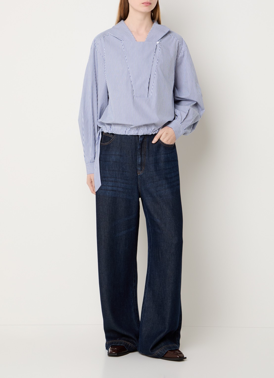 MUNTHE Beliciama tuniek met streepprint - voorkant 2 indigo