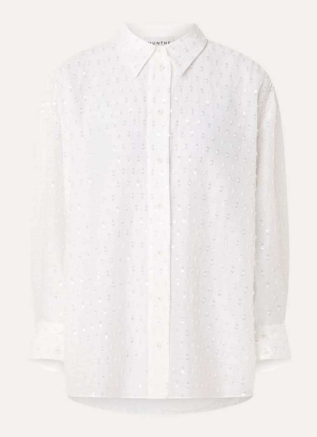 MUNTHE Bjarka semi-transparante blouse met pailletten - voorkant 2 ivoor