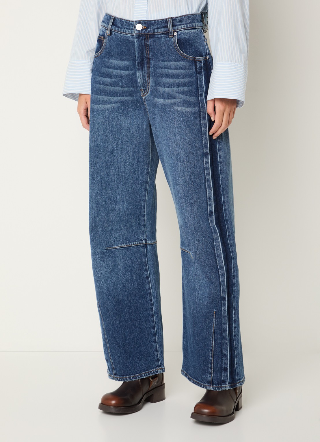 MUNTHE Bohdi high waist bootcut jeans met medium wassing - detail 3 indigo