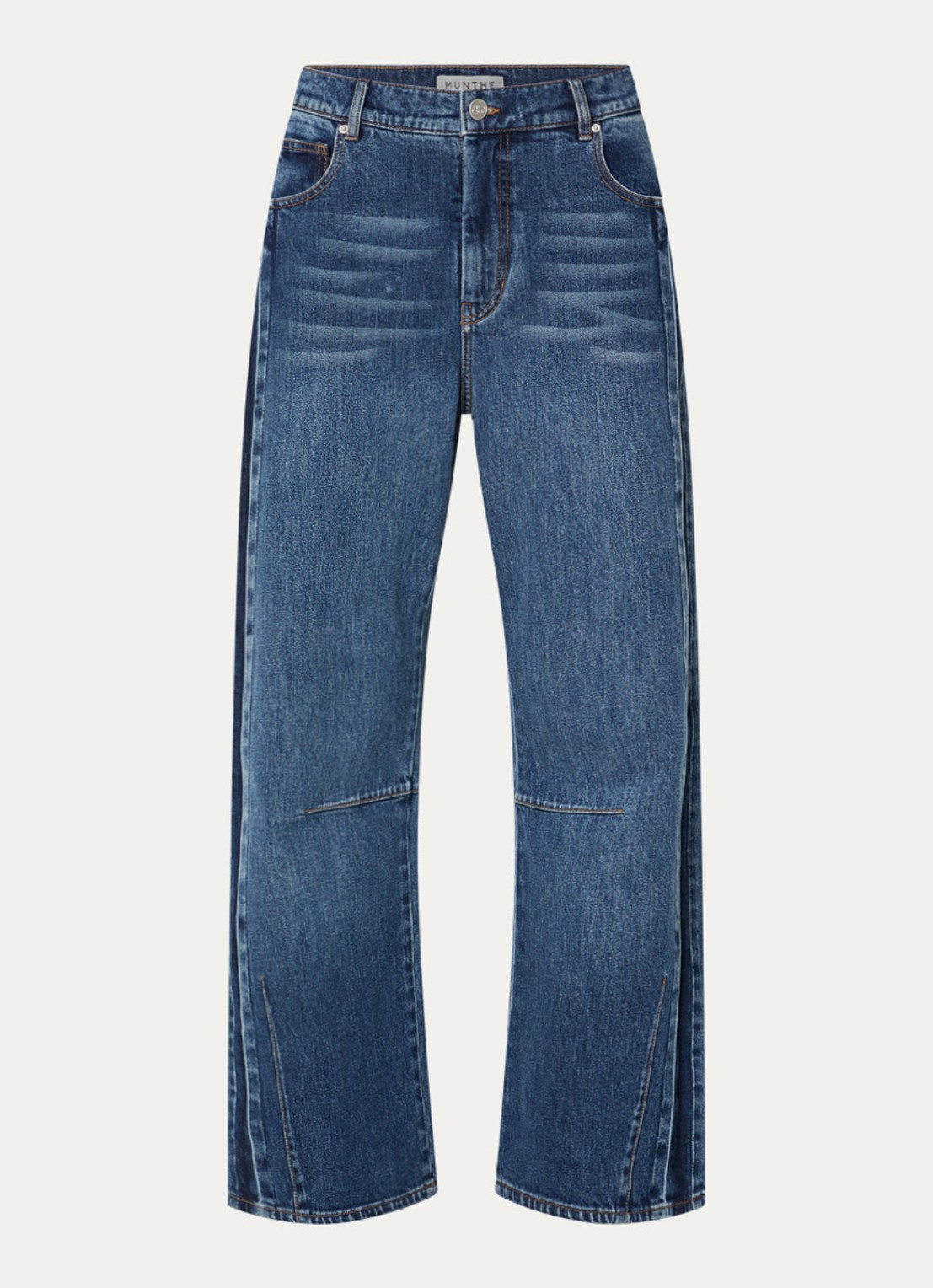 MUNTHE Bohdi high waist bootcut jeans met medium wassing - voorkant indigo