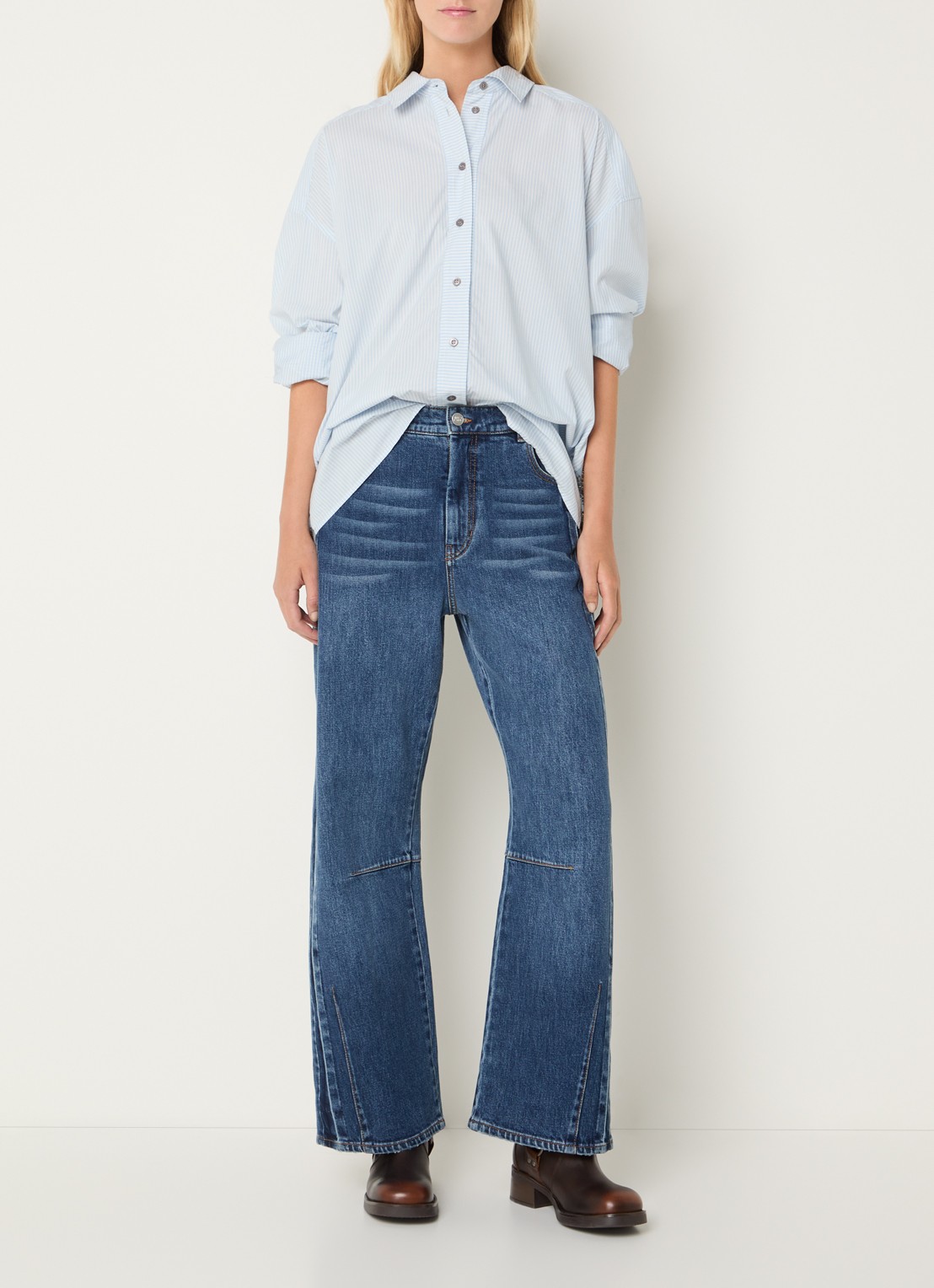MUNTHE Bohdi high waist bootcut jeans met medium wassing - voorkant 2 indigo