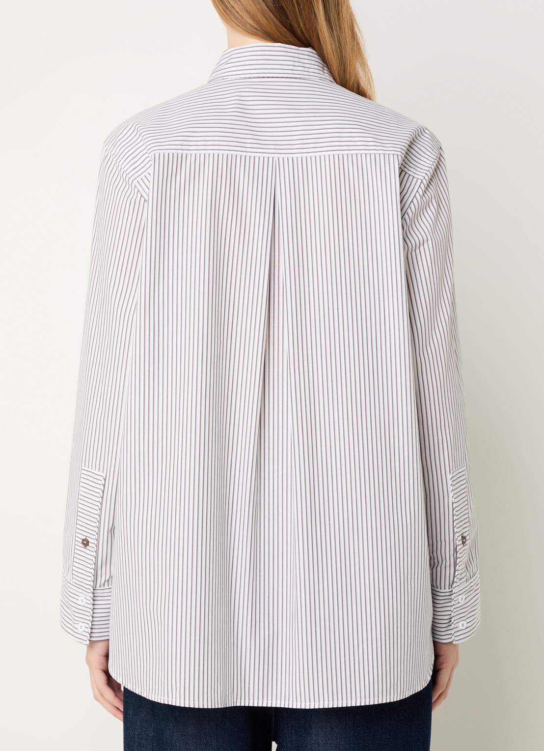 MUNTHE Callima blouse met streepprint en logoborduring - achterkant wit