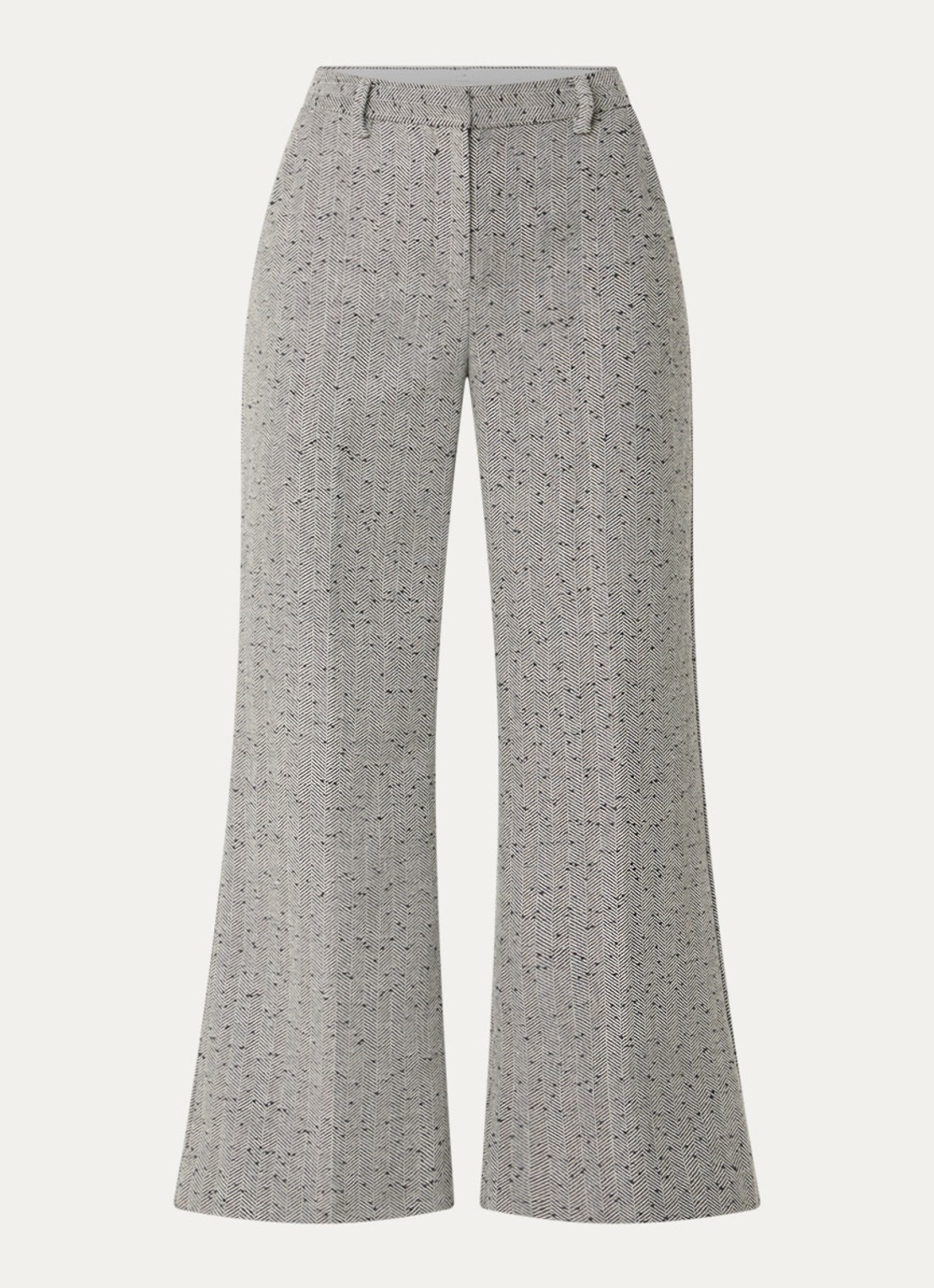 MUNTHE Eileen high waist flared fit pantalon met streepprint en pailletten - voorkant 3 grijs