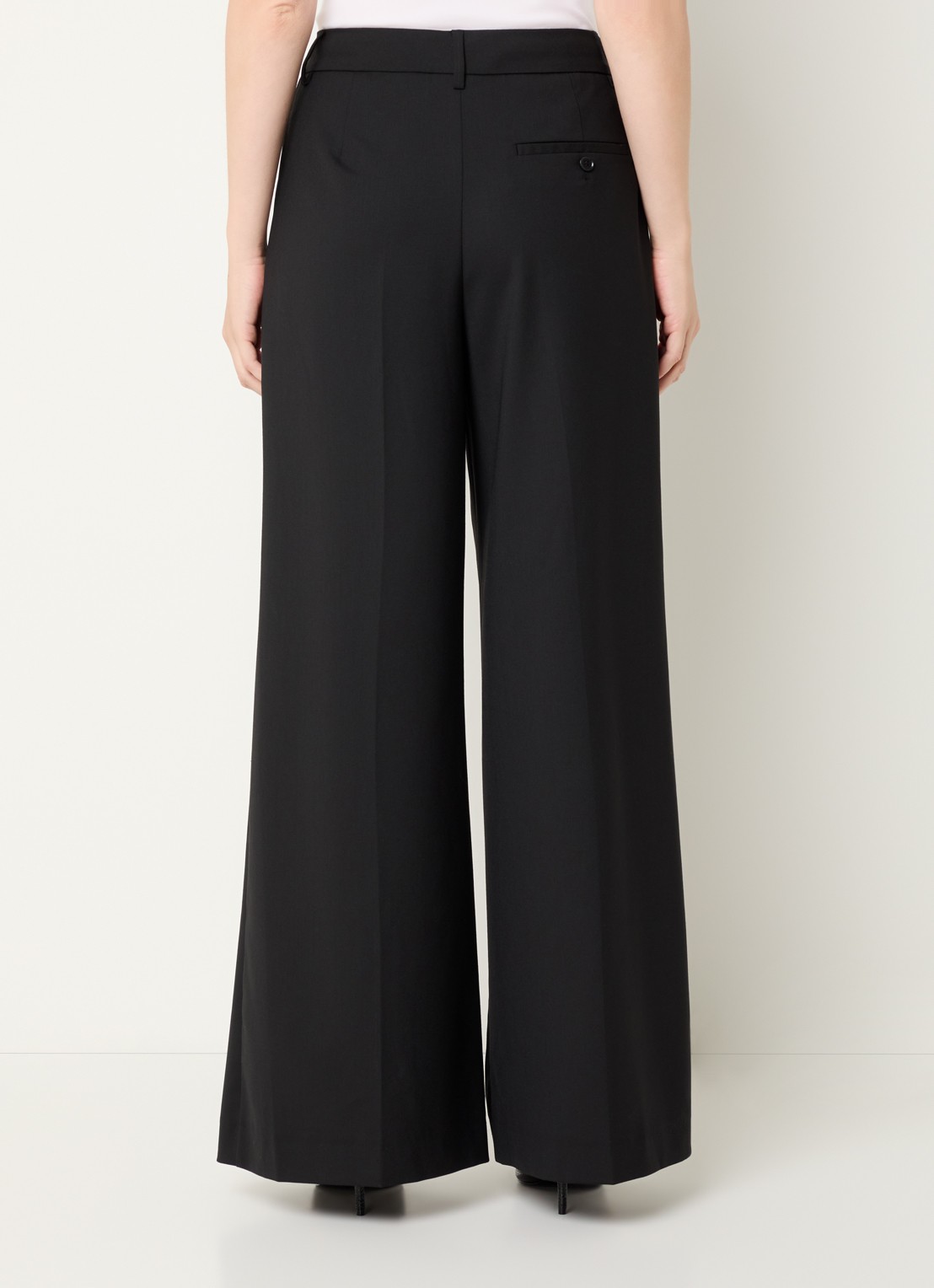 MUNTHE Lupon high waist wide fit pantalon met steekzakken - achterkant 4 zwart