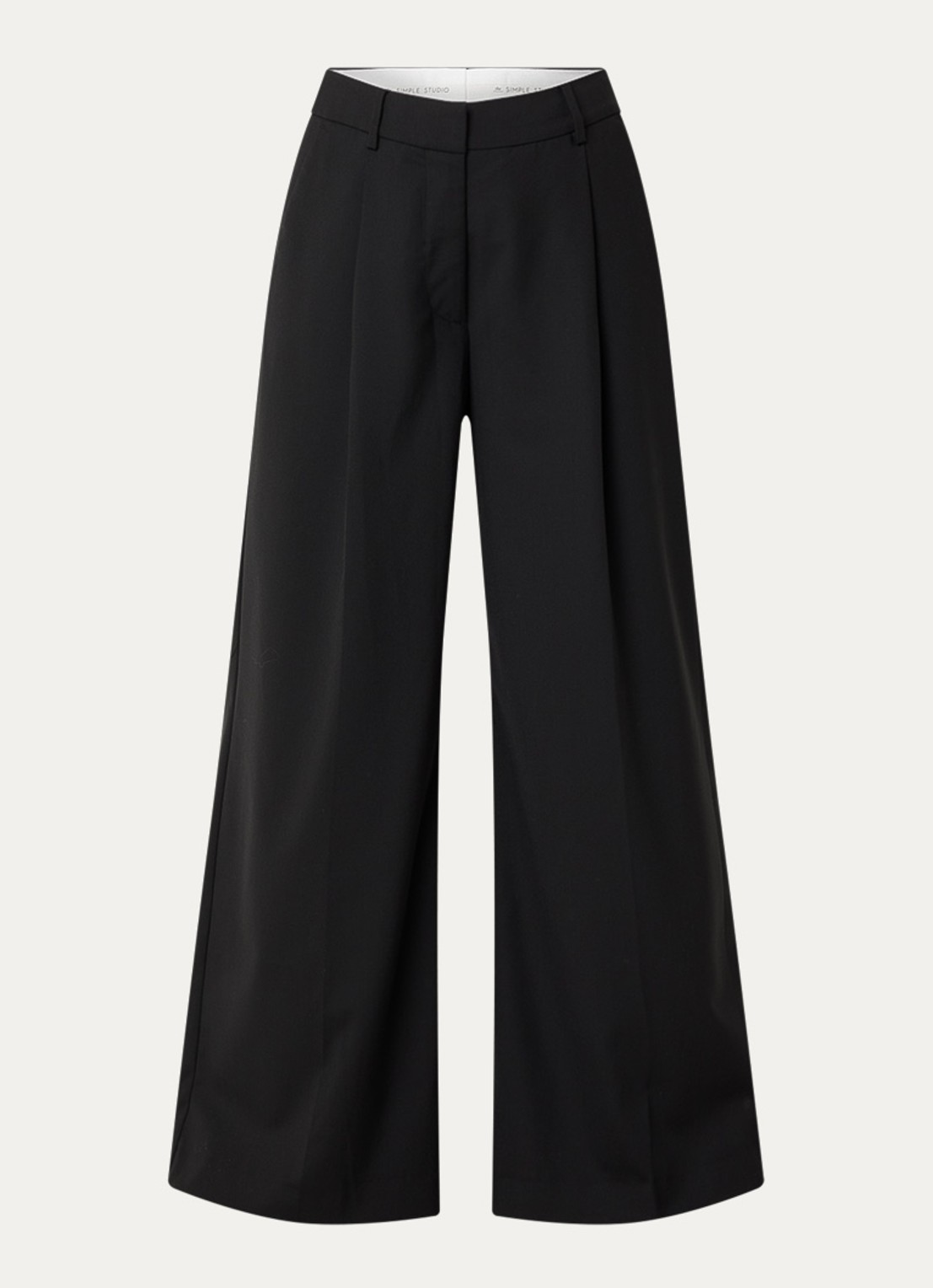 MUNTHE Lupon high waist wide fit pantalon met steekzakken - voorkant zwart