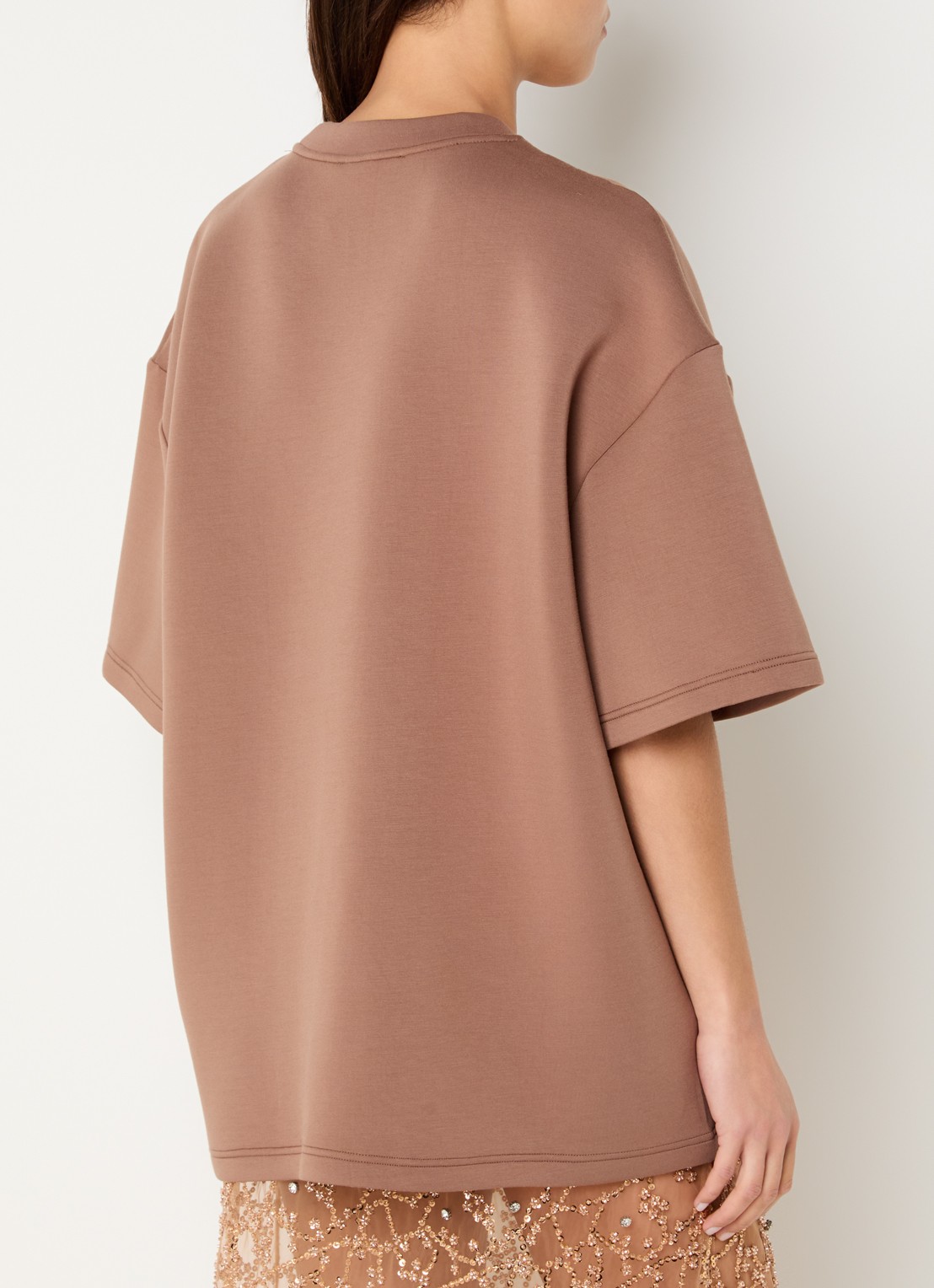 MUNTHE Naploi sweater met print - achterkant 3 lichtbruin