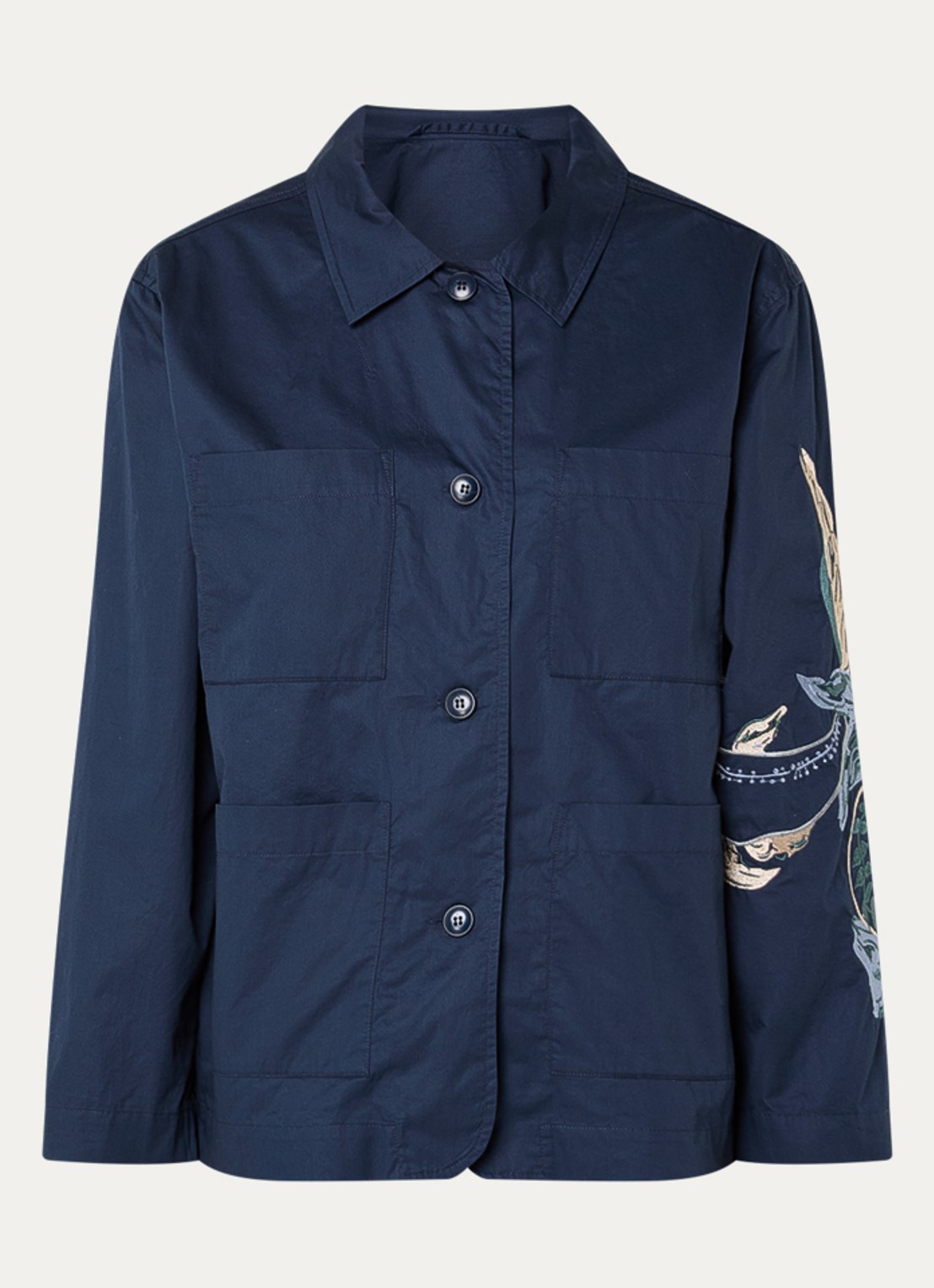 MUNTHE Nichola blouse met borduring en opgestikte zakken - voorkant 2 donkerblauw