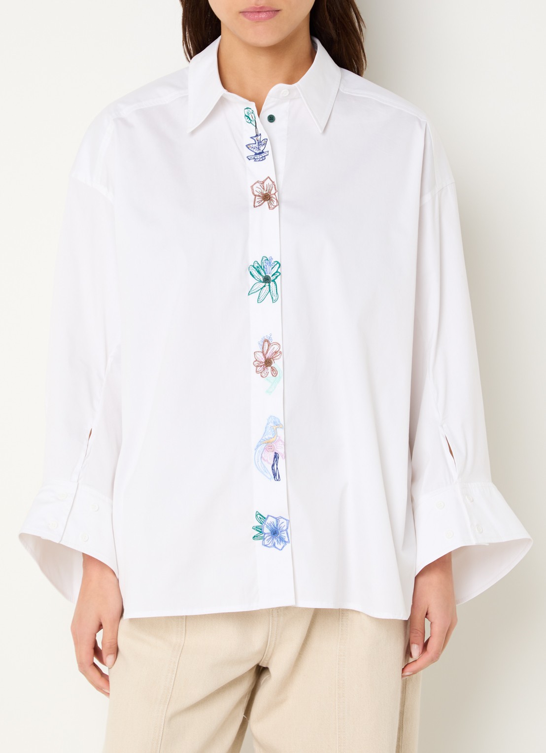 MUNTHE Nilberto blouse met borduring - detail wit